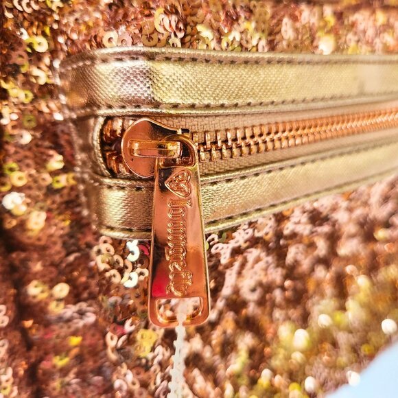 DISNEY PARKS Minnie Mouse Rose Gold Sequin Mini Backpack LOUNGEFLY - Picture 8 of 13